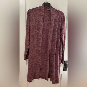 Lands' End Women’s Burgundy Knit Open Duster Cardigan Sweater XL
